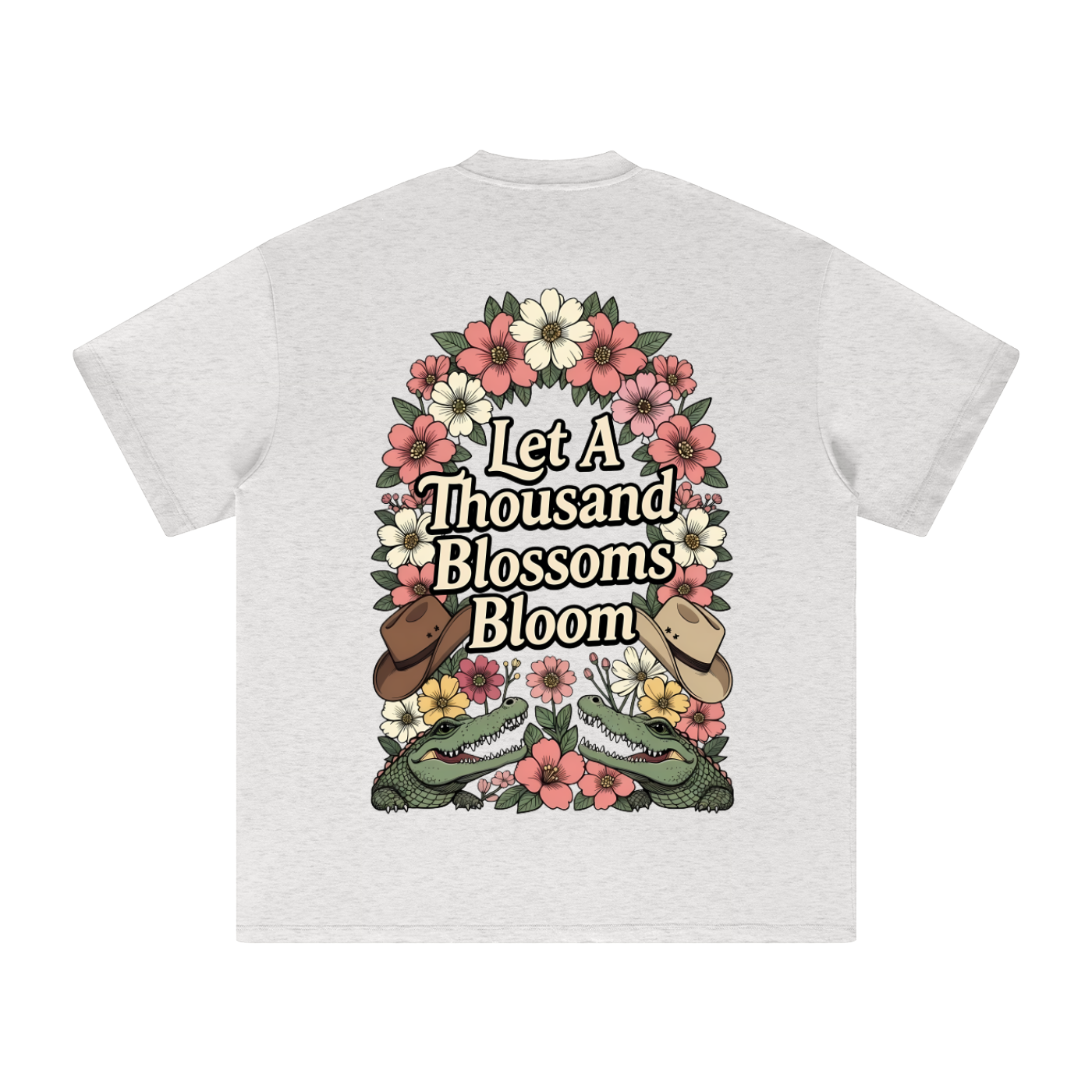 Let A Thousand Blossoms Bloom (Back Design) — Australian Political Heavyweight Earth Tone T-Shirt Cotton Tee | Ashpolitik