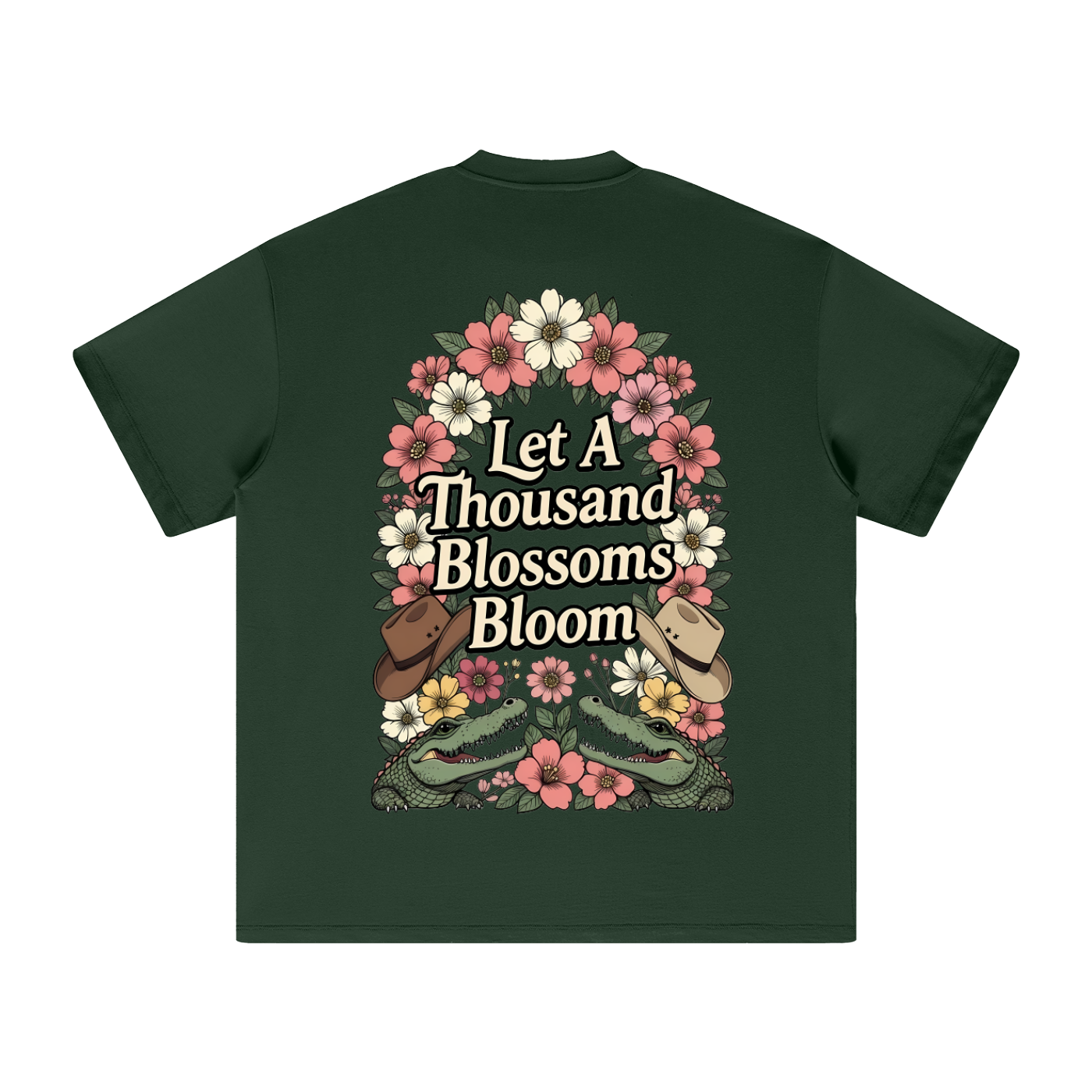 Let A Thousand Blossoms Bloom (Back Design) — Australian Political Heavyweight Earth Tone T-Shirt Cotton Tee | Ashpolitik